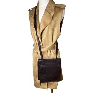 Chocolate Brown Leather Crossbody Bag Quiet Luxury Artisan Made in‎ India